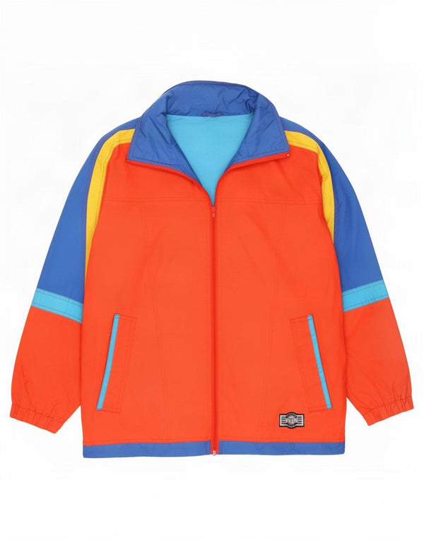 Brugi Mens Hooded Rain Jacket UK 44 2XL Orange Colourblock Polyamide