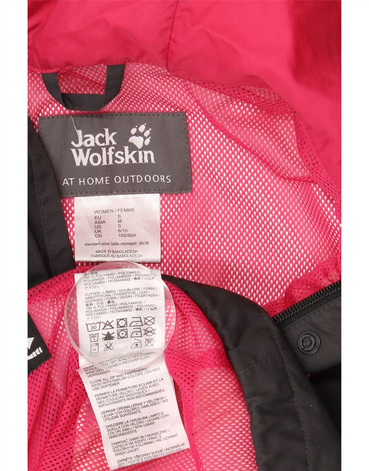 Jack Wolfskin Damen Regenjacke mit Kapuze UK 8/10 Small Grau Polyamid