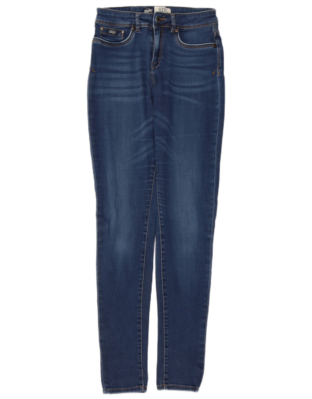 SUPERDRY Damen Sophia Skinny Jeans W26 L32 Blaue Baumwolle
