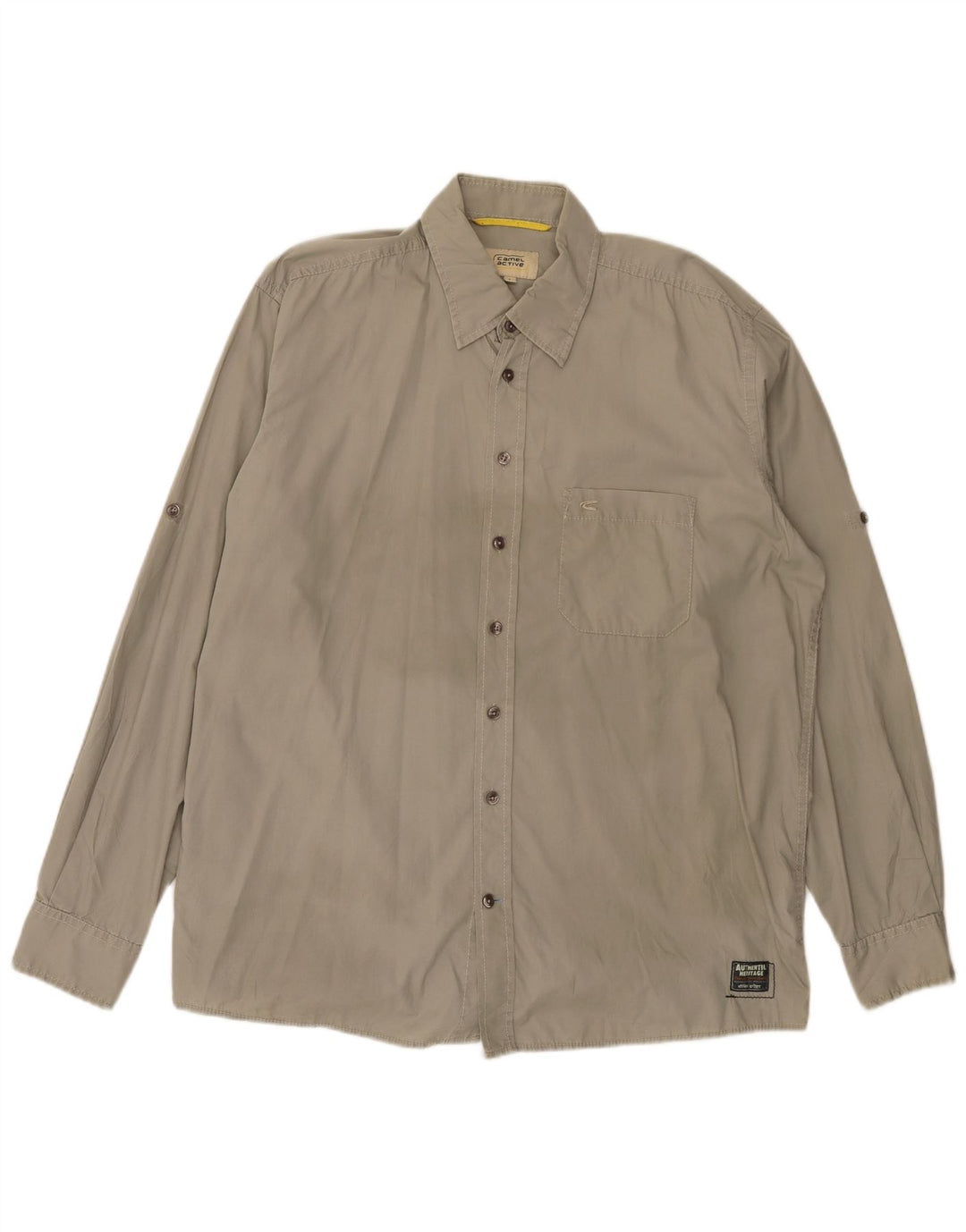 Camel Active Herren-Hemd, groß, aus grauer Baumwolle