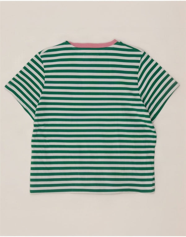 Jack Wills Damen T-Shirt-Oberteil UK 12 Mittelgrün gestreift aus Baumwolle