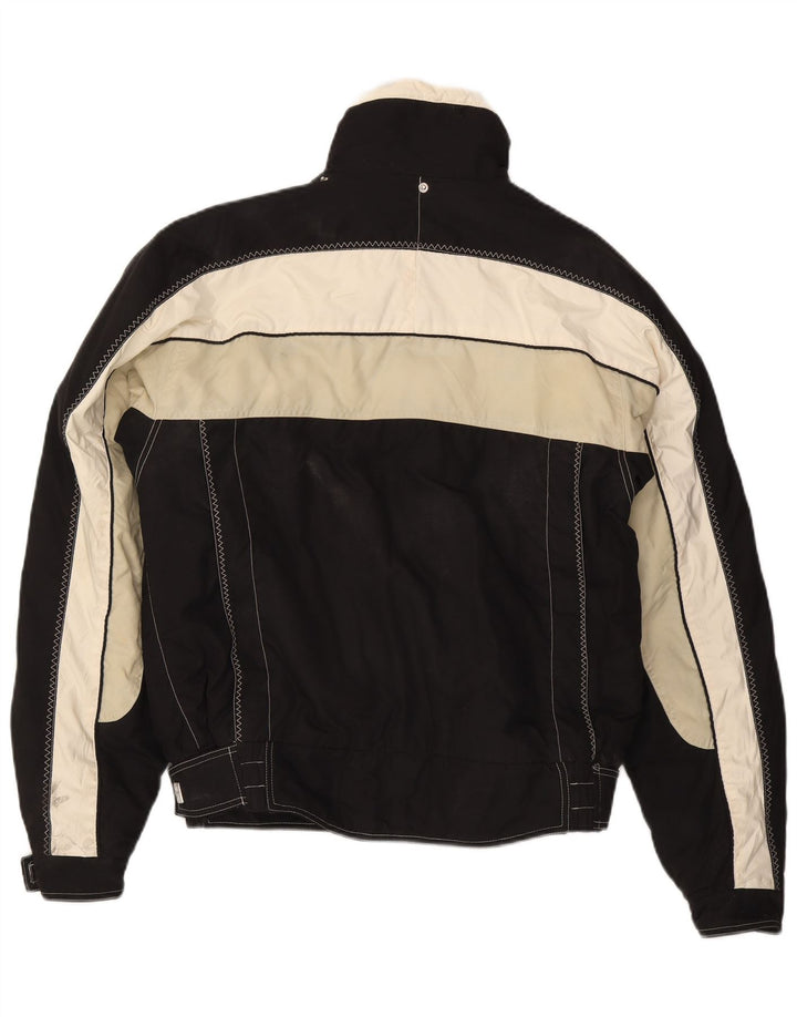 Vintage Herren Skijacke IT 48 Mittelschwarzes Colourblock-Polyester
