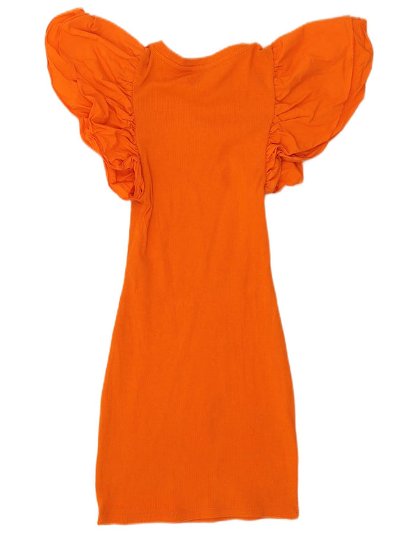 Zara Damen T-Shirt-Kleid UK 8 Small Orange Baumwolle