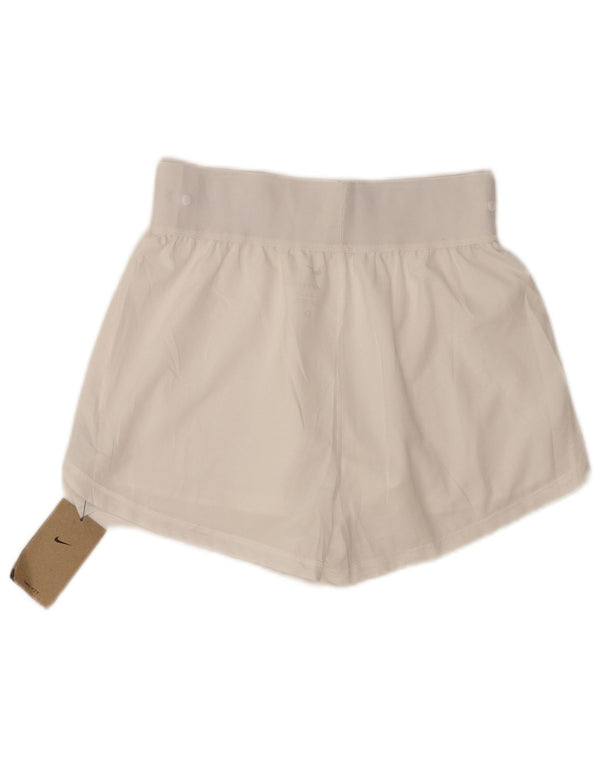 Nike Damen Dri Fit Sportshorts mit hoher Taille, UK 8, Größe S, Weiß, Polyester