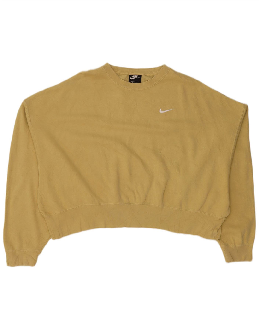 NIKE Womens Crop Oversized Sweatshirt Pullover UK 14 Medium Khaki Baumwolle