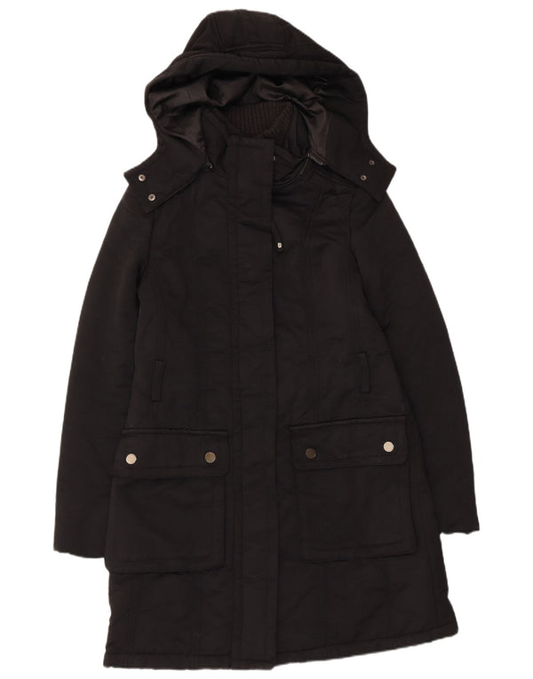 Zara Damen-Parka mit Kapuze, UK 12, mittelschwarz