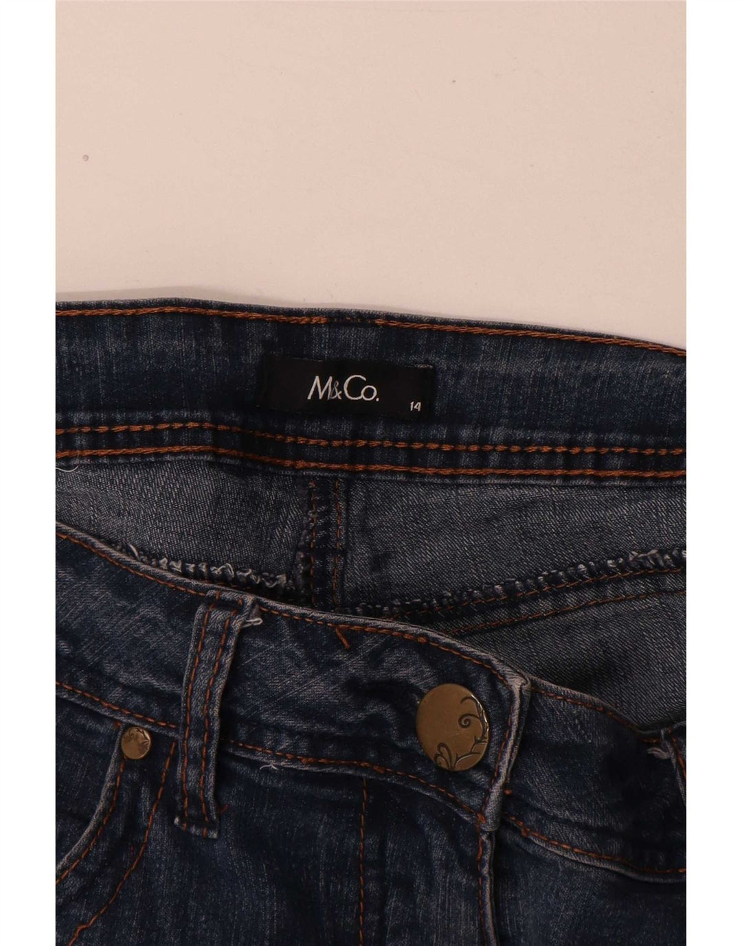 M&Co Damen Bootcut Jeans UK 14 Large W32 L30 Blaue Baumwolle