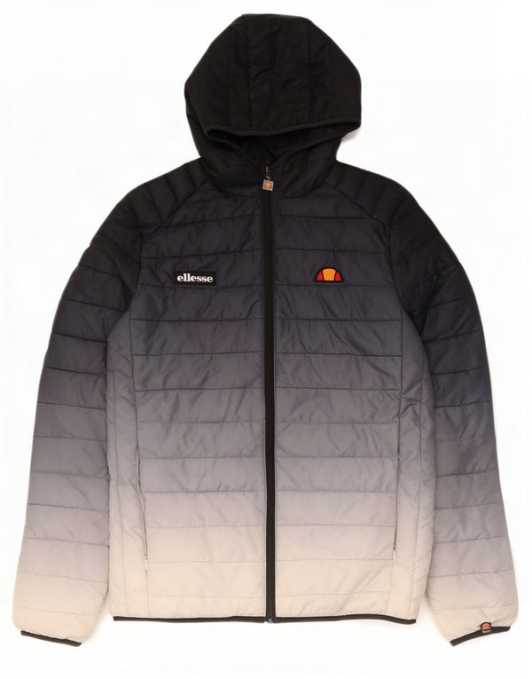 Ellesse Womens Hooded Wattierte Jacke UK 14 Mittel Marineblau Farbblock