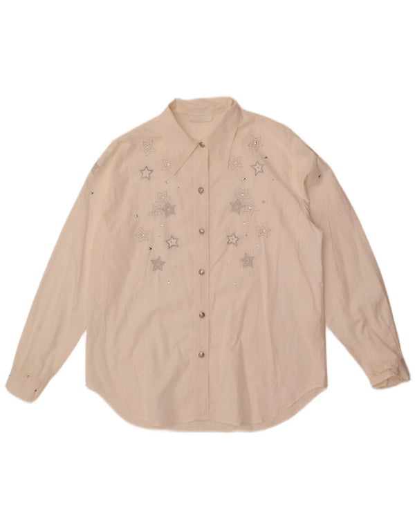 Roccobarocco Damen Grafikhemd IT 44 Mittelweiße geometrische Baumwolle