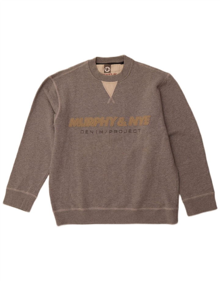 MURPHY & NYE Herren-Sweatshirt mit Grafik „Sailmakers“, Größe S, graue Baumwolle