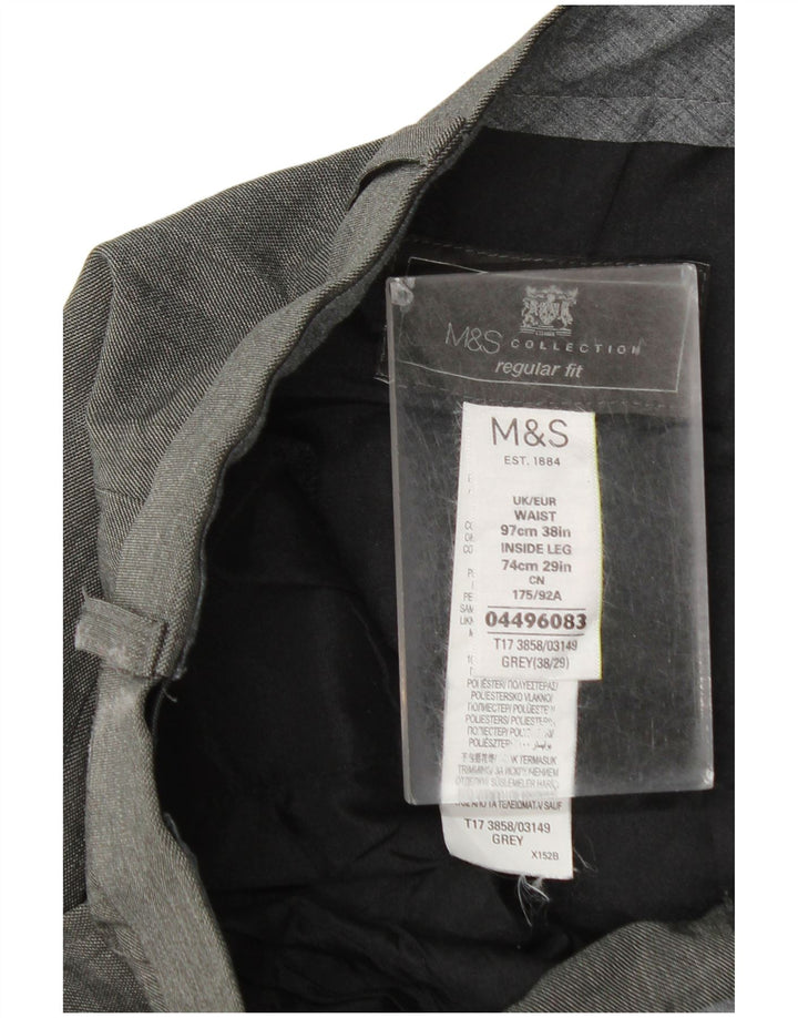 Marks & Spencer Herren-Anzughose in normaler Passform, W38 L29, grau, Polyester