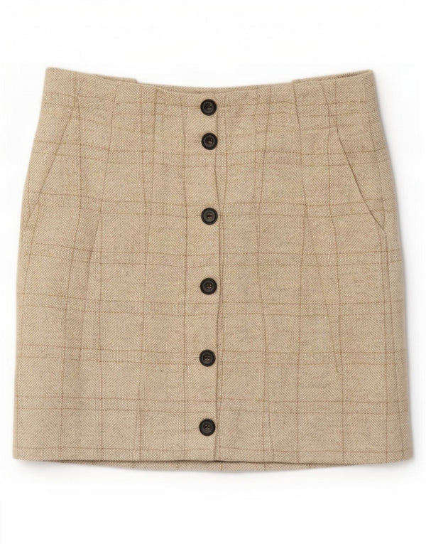 Zara Damen Midirock Medium W28 Beige Karo