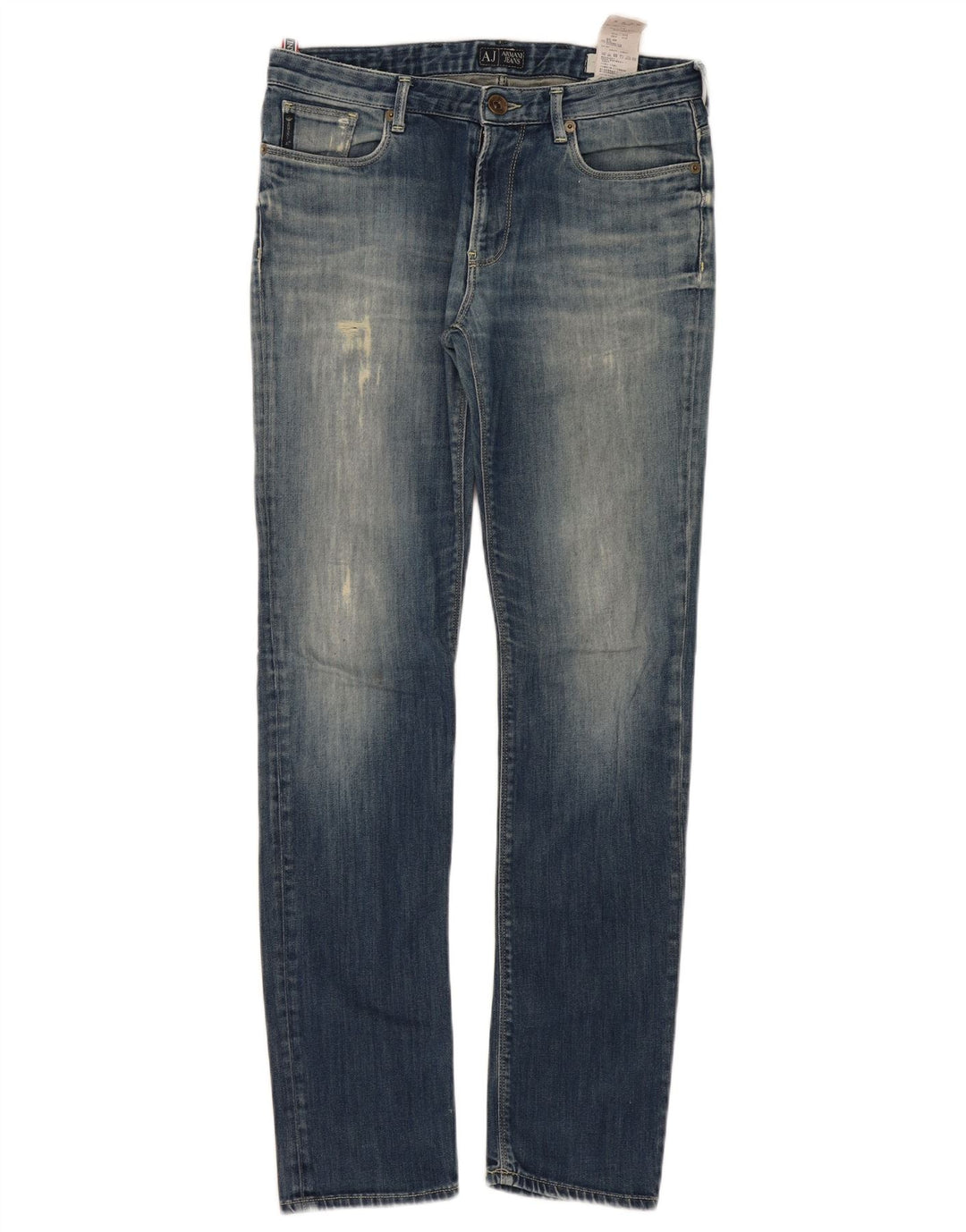 Armani Damen-Jeans im Used-Look, schmal, W32, L32, Blau, Baumwolle