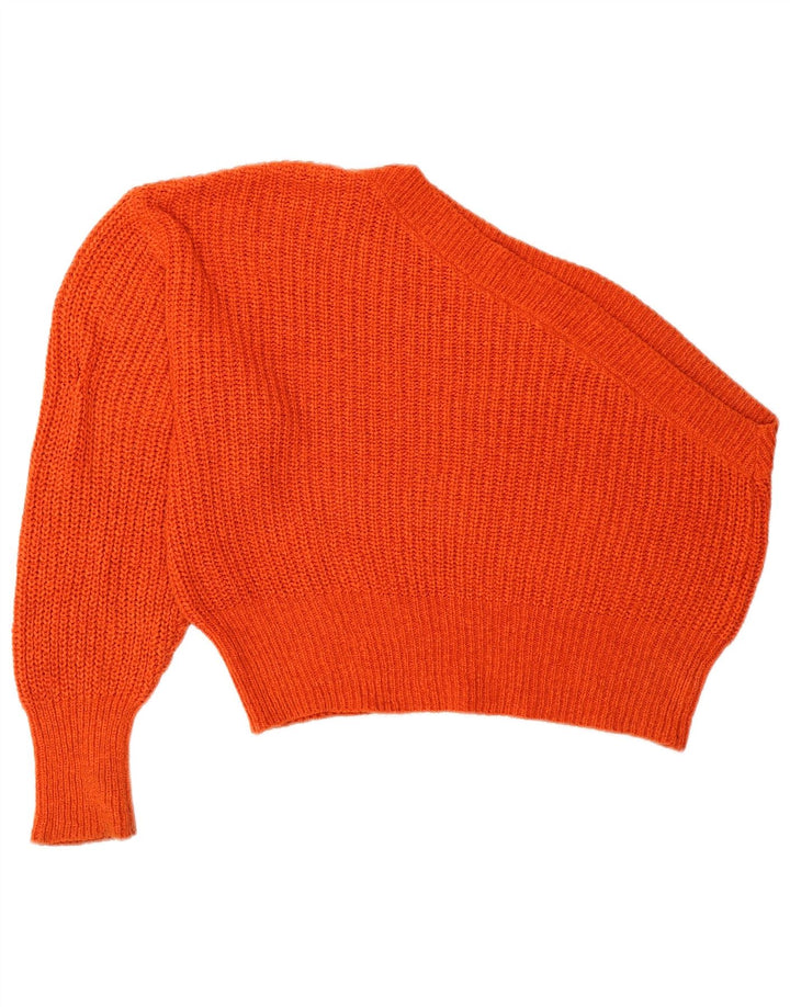 Zara Damen-Pullover, übergroß, One-Shoulder-Pullover, Gr. 10, Größe S, Orange