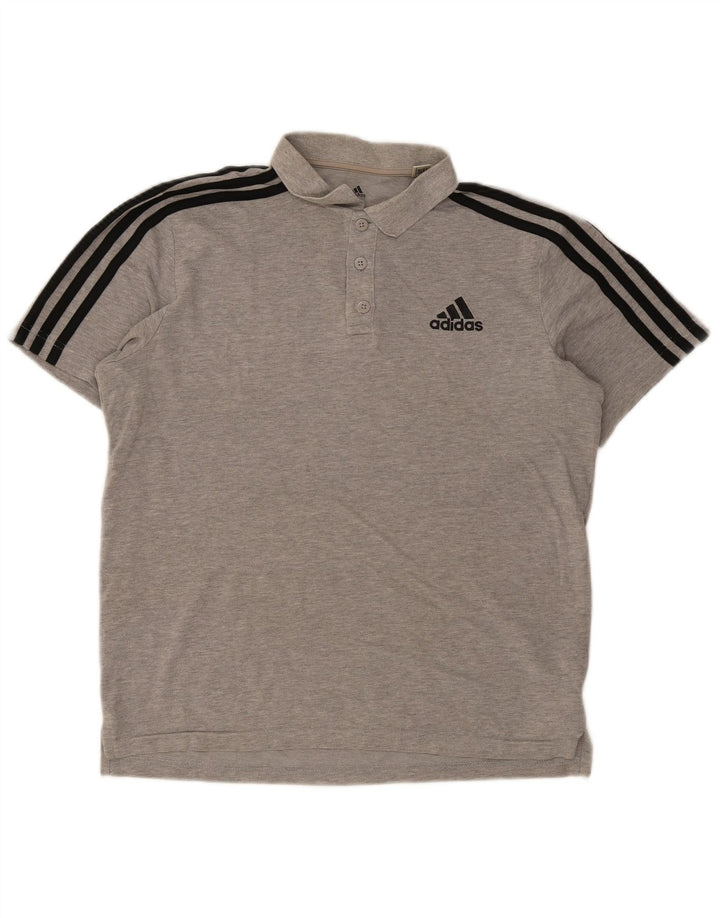 Adidas Herren-Poloshirt, klein, grau gefleckte Baumwolle