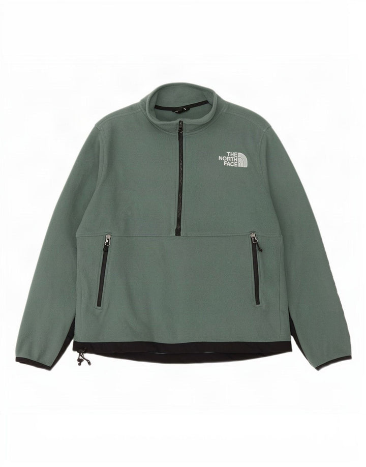 The North Face Herren-Fleecepullover mit Reißverschluss am Hals, großes grünes Polyester