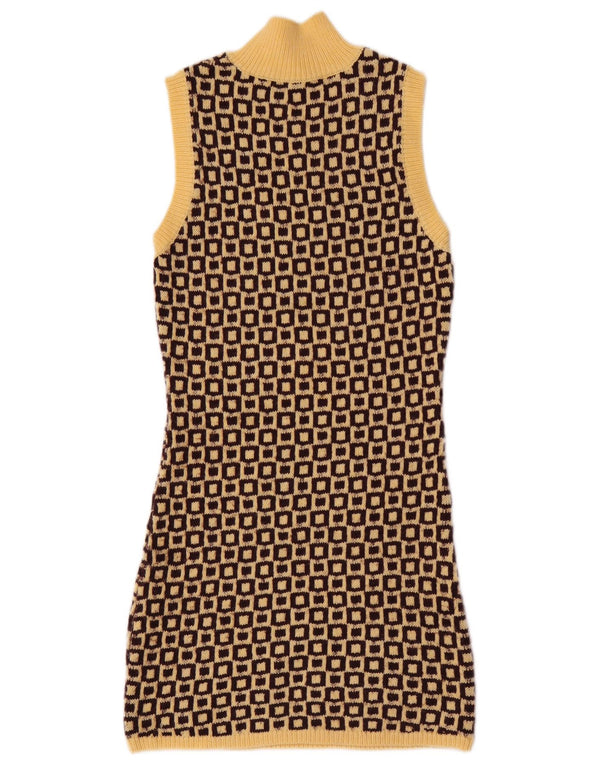 Ärmelloses Pulloverkleid für Damen von Zara, UK 12, Mittelgelb, geometrisches Acryl