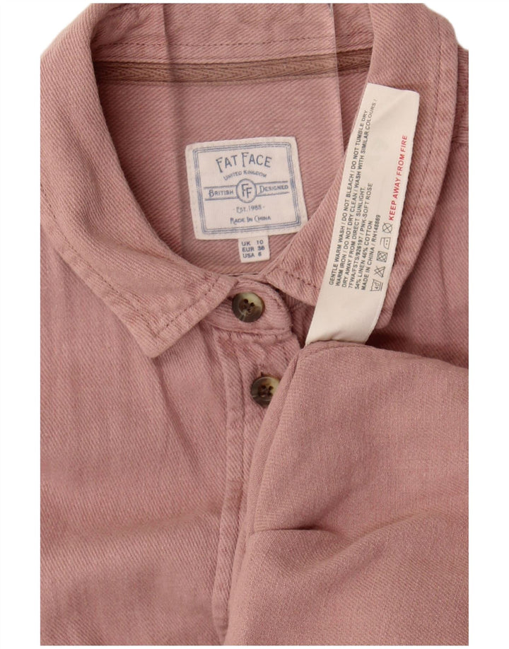 Fat Face Damen Langarmshirt UK 10 Small Rosa Leinen
