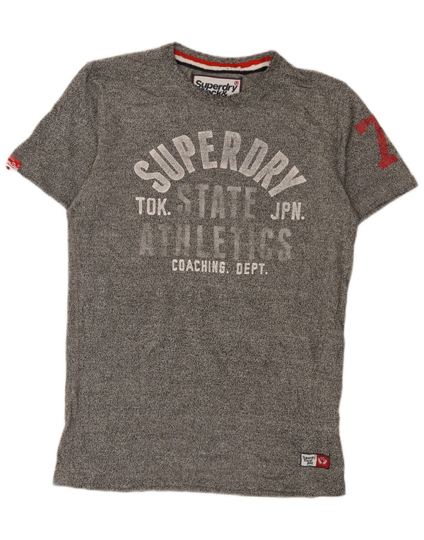 Superdry Herren Grafik-T-Shirt-Oberteil Small Grau meliert Baumwolle Sport