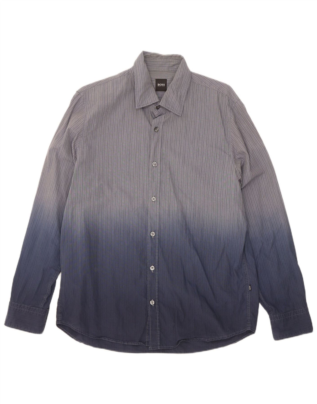 Hugo Boss Herrenhemd, groß, blaue Batik-Baumwolle