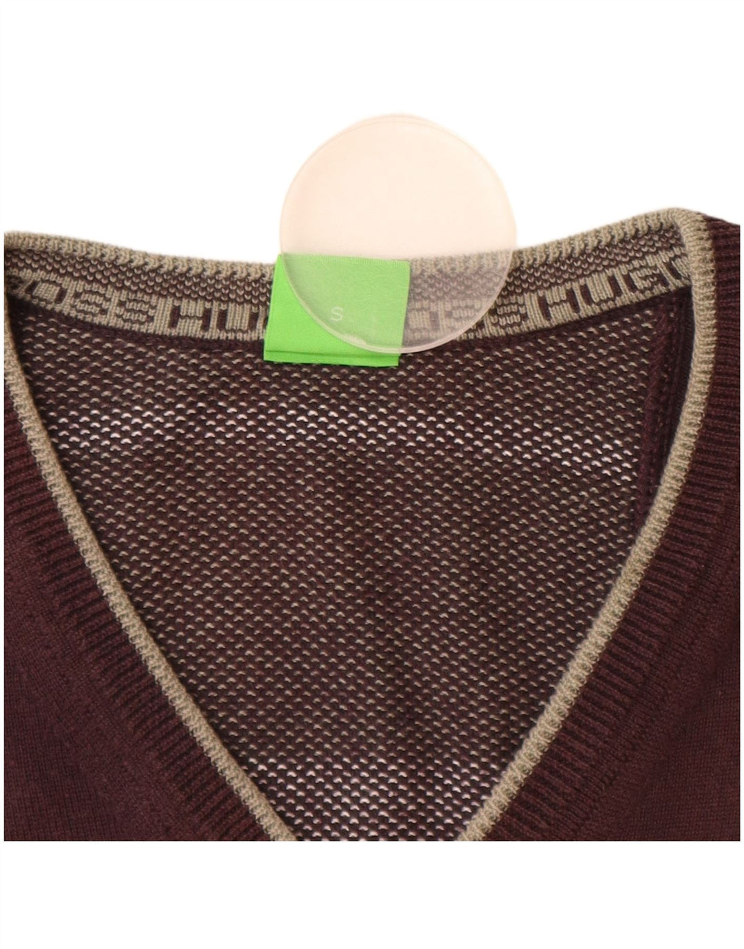 HUGO BOSS Herren-Pullover mit V-Ausschnitt, kleine braune Baumwolle