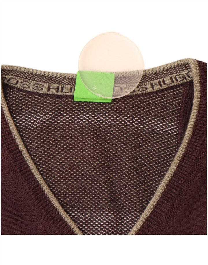 HUGO BOSS Herren-Pullover mit V-Ausschnitt, kleine braune Baumwolle