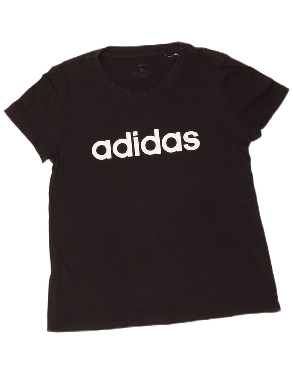 Adidas Damen Graphic T-Shirt Top UK 12/14 Mittelschwarze Baumwolle