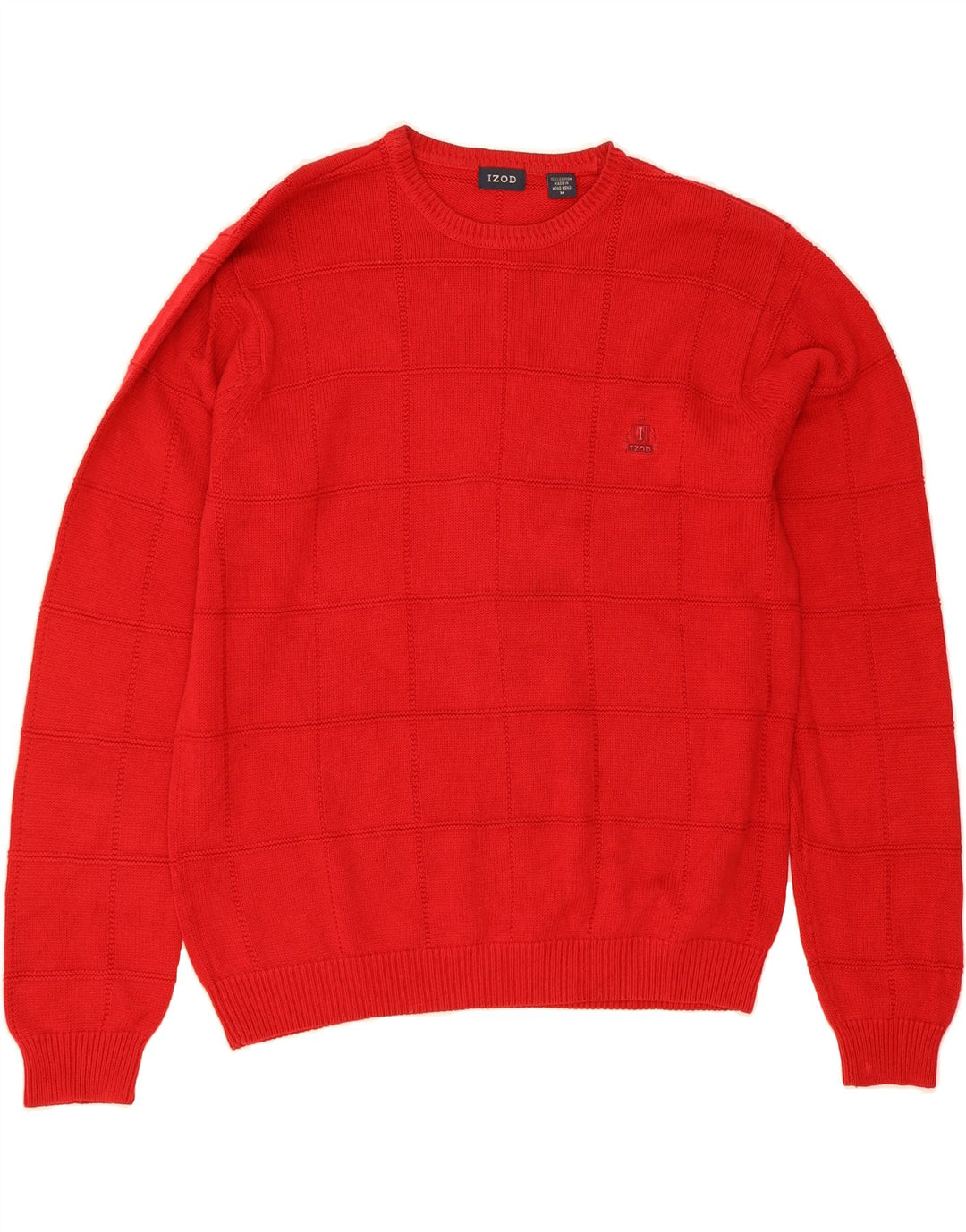 IZOD Mens Crew Neck Jumper Sweater Medium Red Cotton Vintage Izod and Second-Hand Izod from Messina Hembry 