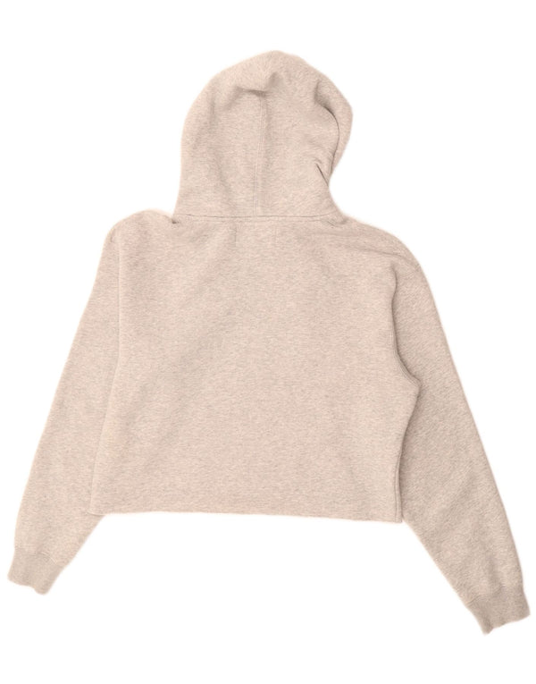 Calvin Klein Jeans Damen Crop Hoodie Pullover UK 14 Mittelgraue Baumwolle