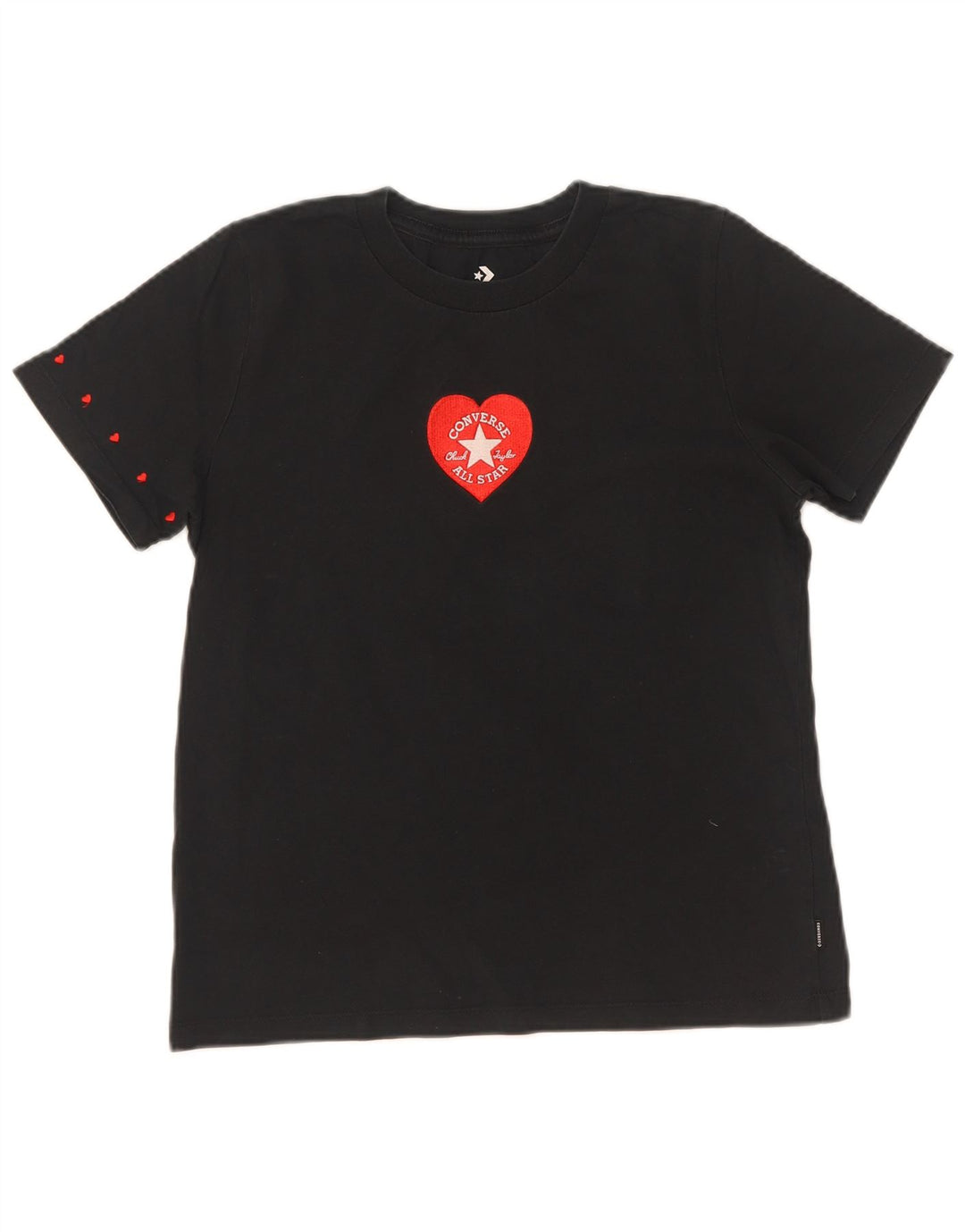 Converse Damen-T-Shirt mit Grafik, UK 10, Größe S, Schwarz, Baumwolle