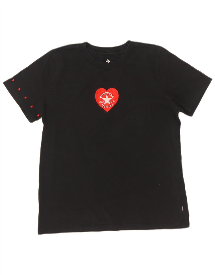 Converse Damen-T-Shirt mit Grafik, UK 10, Größe S, Schwarz, Baumwolle