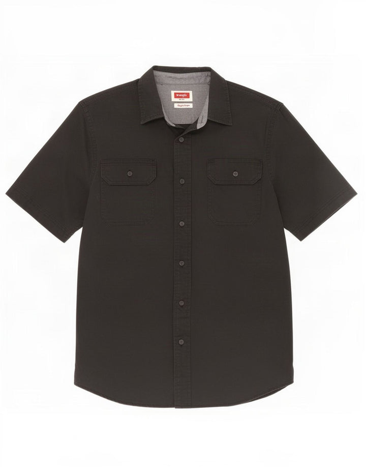 Wrangler Herren-Kurzarmhemd, Größe S, Schwarz, Baumwolle