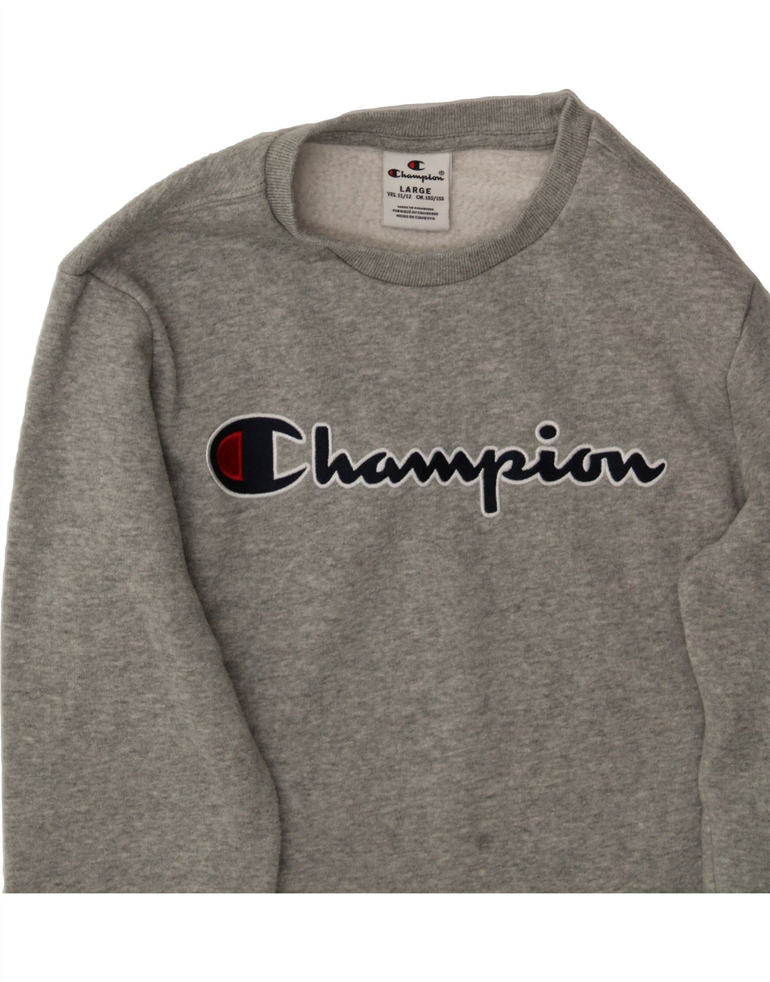 CHAMPION Boys Graphic Sweatshirt Jumper 11-12 Years Large  Grey Cotton Vintage Champion and Second-Hand Champion from Messina Hembry 