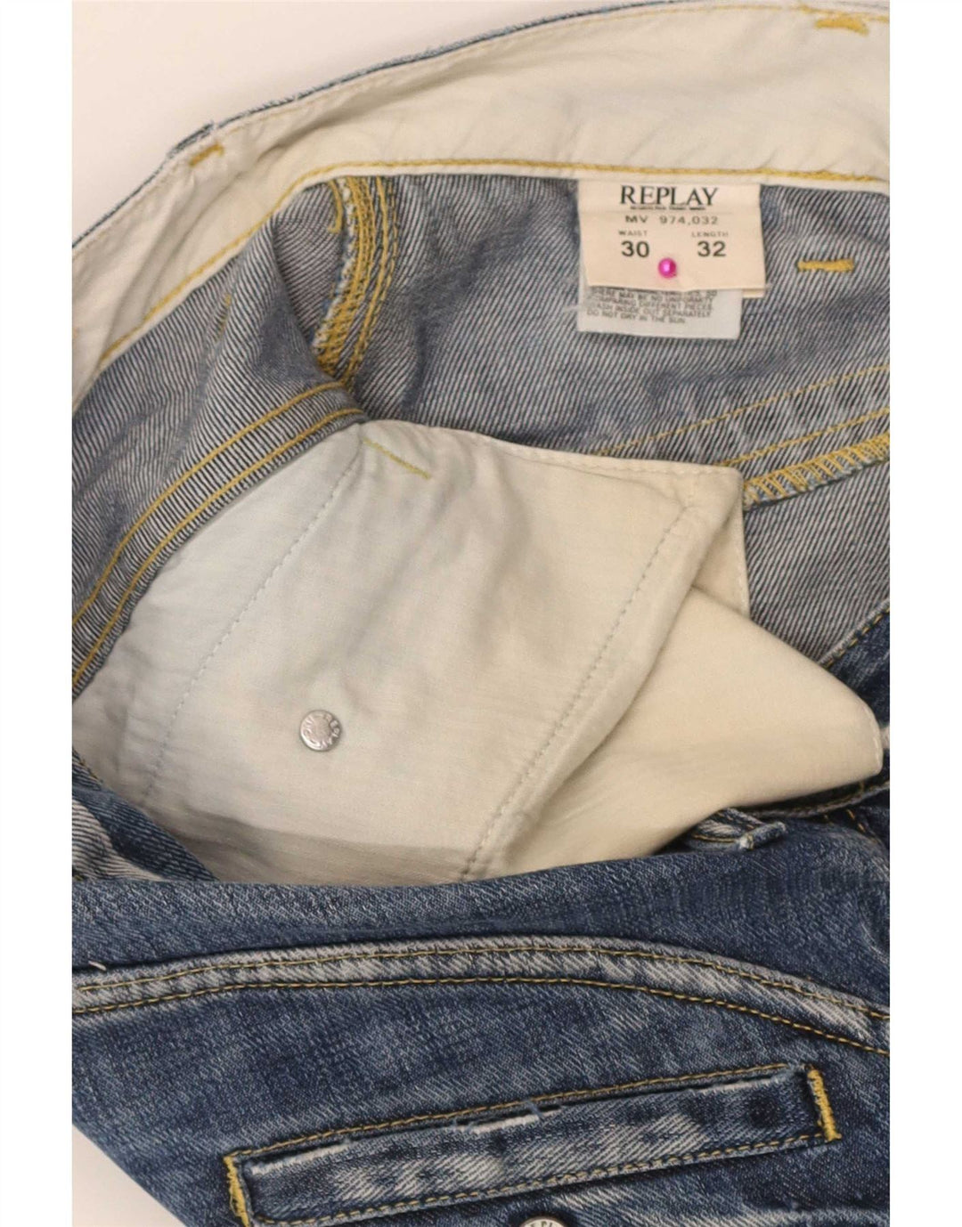 Replay Herren Cargo Bootcut Jeans W30 L32 Blaue Baumwolle