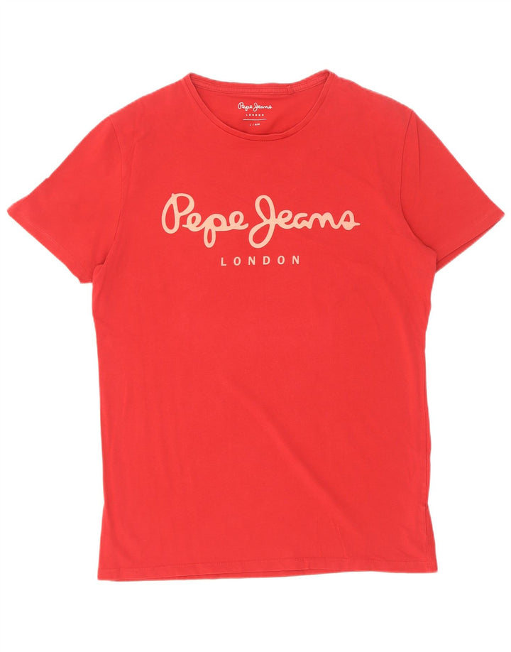 PEPE Jeans Herren Slim Fit Grafik-T-Shirt-Oberteil, Größe L, Rot