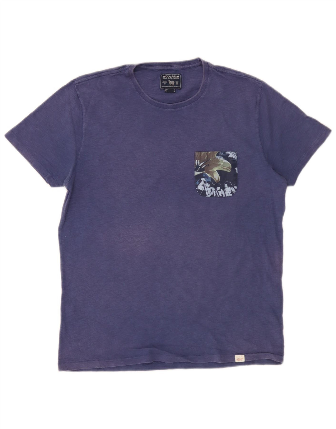Woolrich Herren-T-Shirt-Oberteil aus mittelblauer Baumwolle