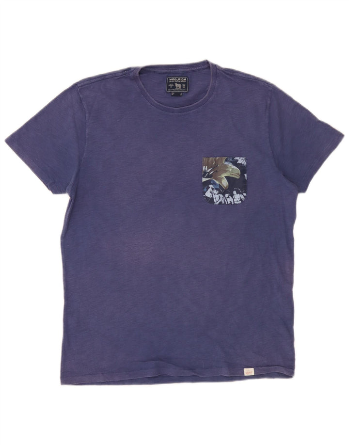 Woolrich Herren-T-Shirt-Oberteil aus mittelblauer Baumwolle