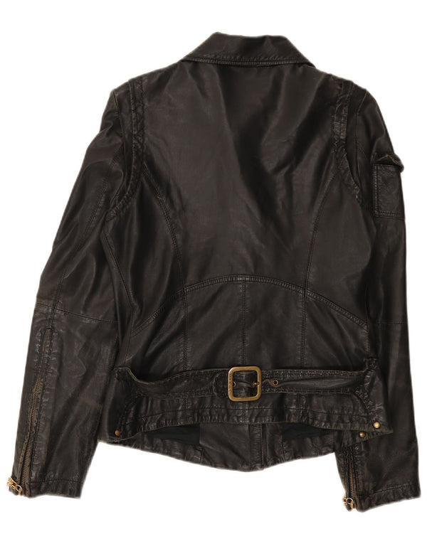 Max & Co. Damen Lederjacke UK 12 Mittelgrau