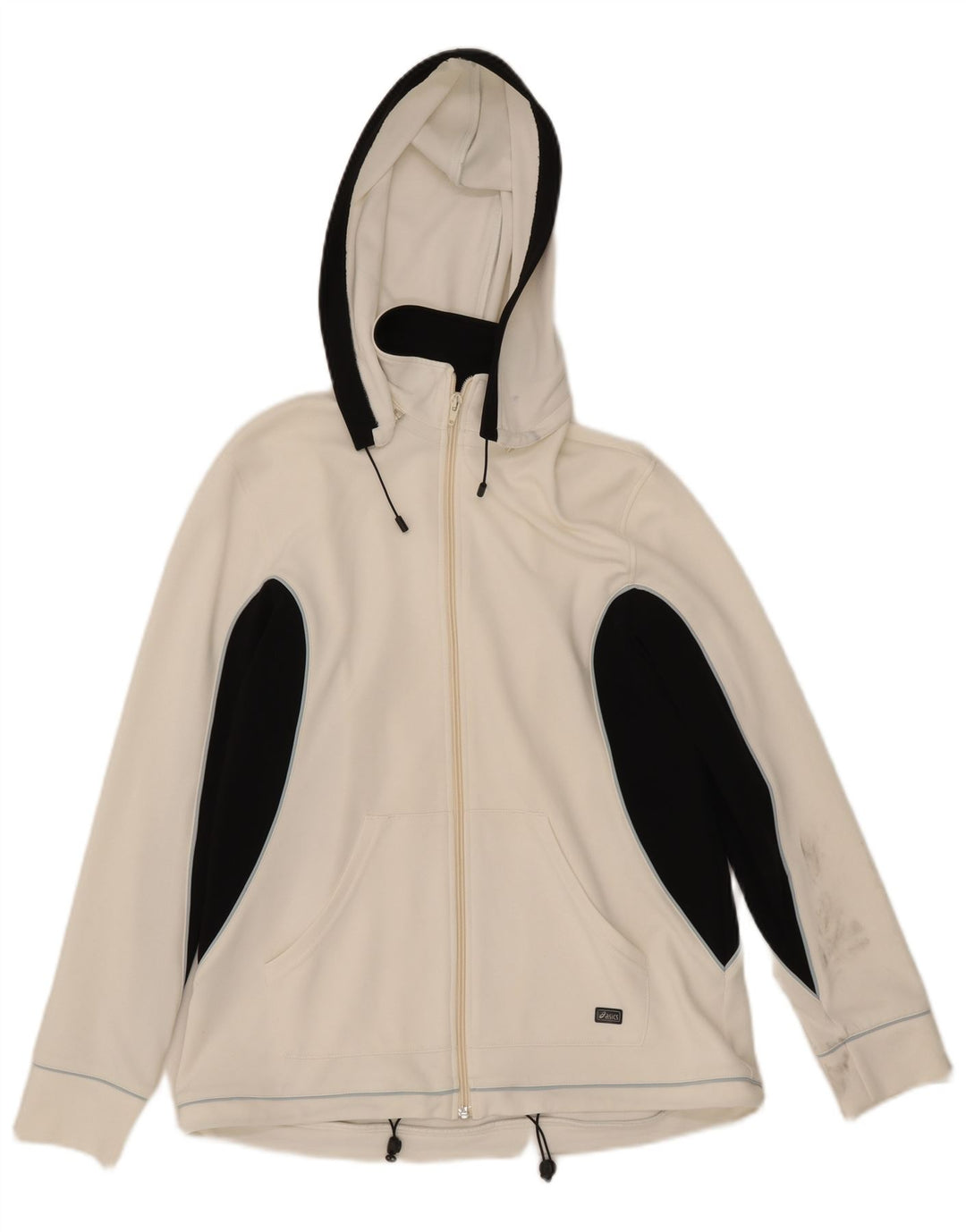 Asics Damen-Trainingsanzug mit Kapuze, Top-Jacke, UK 16, Größe L, Weiß, Farbblock
