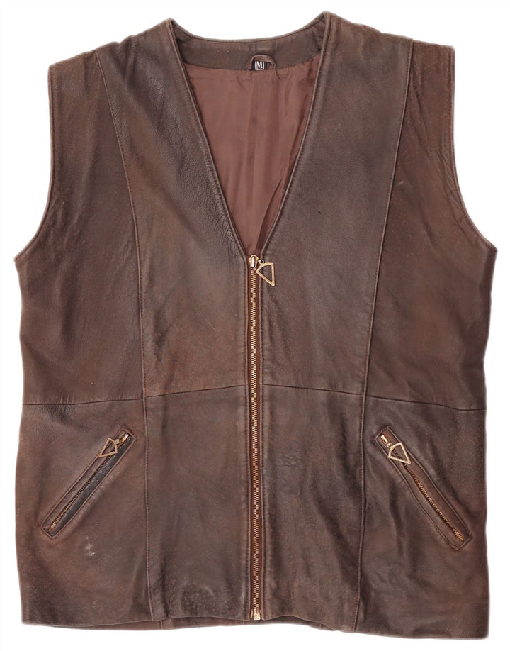 Vintage Herren Lederweste UK 38 Mittelbraun