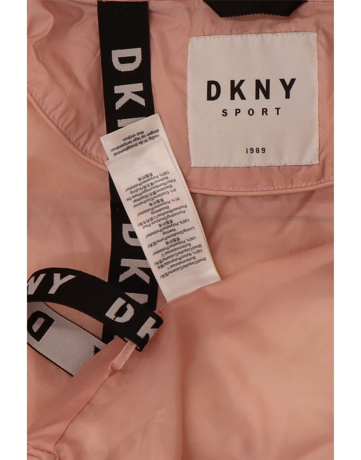 Dkny Womens Oversized Graphic Wattierte Jacke UK 16 Large Pink Colourblock