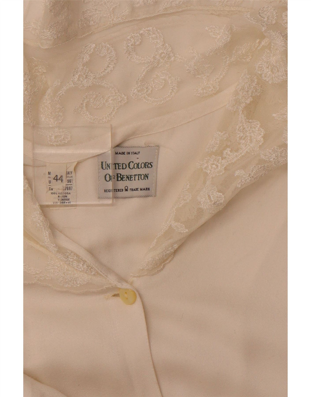 BENETTON Damen Hemdbluse IT 44 Mittelweiße Viskose