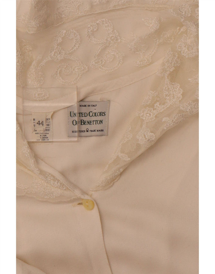 BENETTON Damen Hemdbluse IT 44 Mittelweiße Viskose