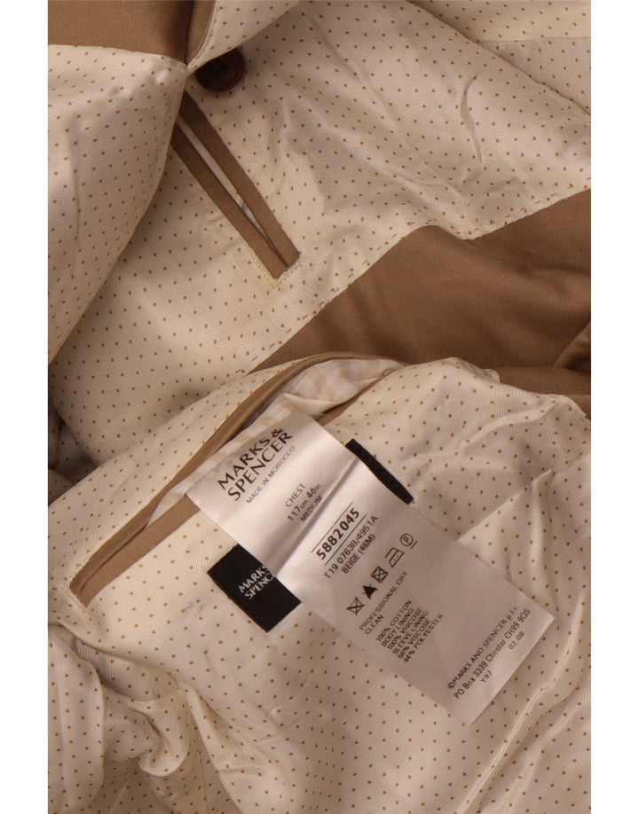 Marks & Spencer Herren-Blazer mit 2 Knöpfen, lockere Passform, UK 38, Mittelbeige