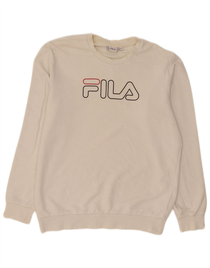 Fila Herren-Sweatshirt mit Grafik, groß, aus weißer Baumwolle