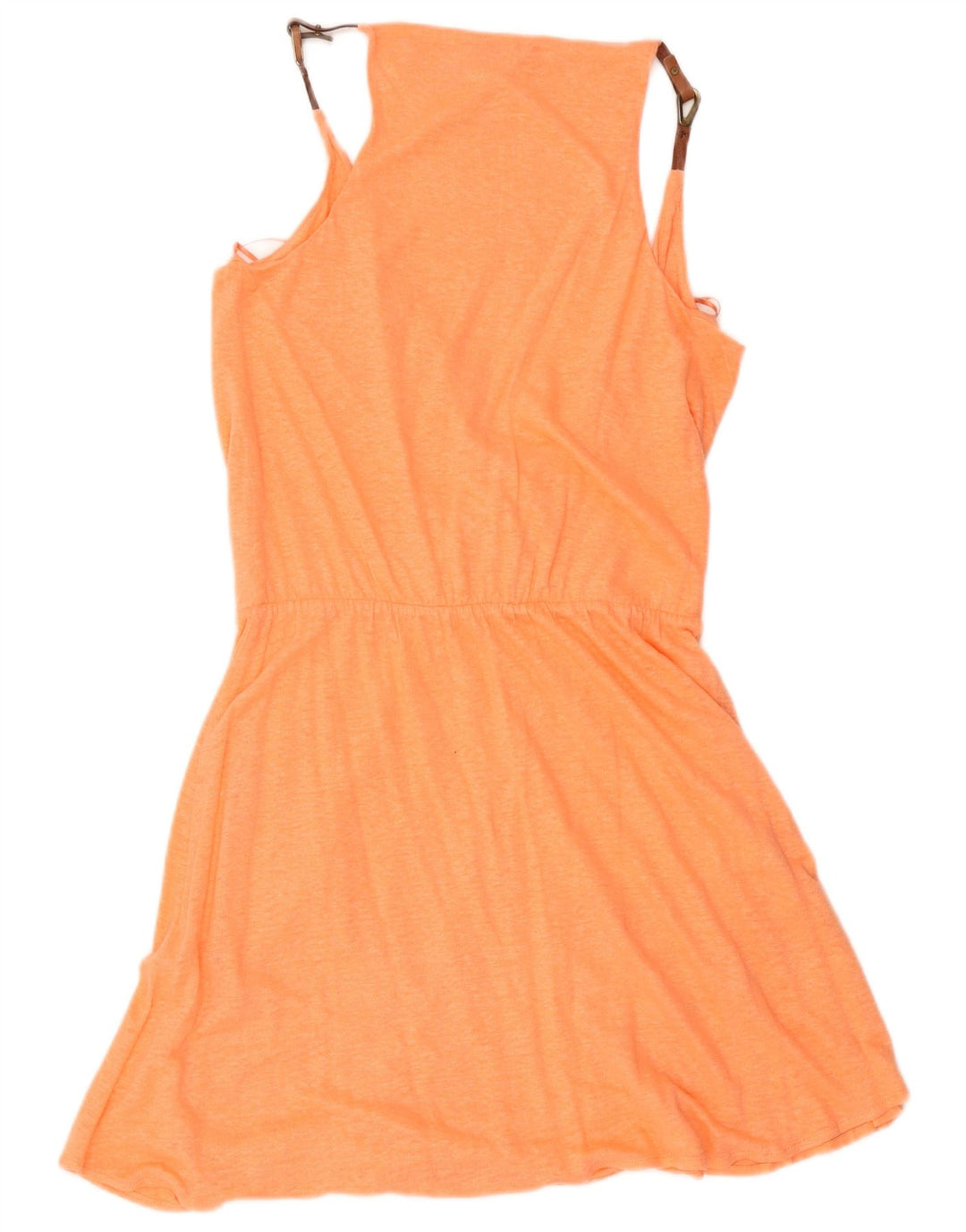 Massimo Dutti Damen Etuikleid UK 12 Mittelorange geflecktes Leinen