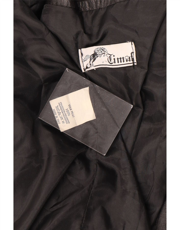 Vintage Herren Ledermantel Größe 62 4XL Schwarzes Leder