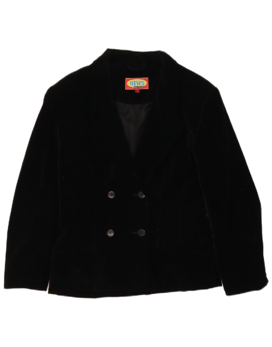 Vintage Damen übergroße zweireihige Blazerjacke EU 36 Small Schwarz