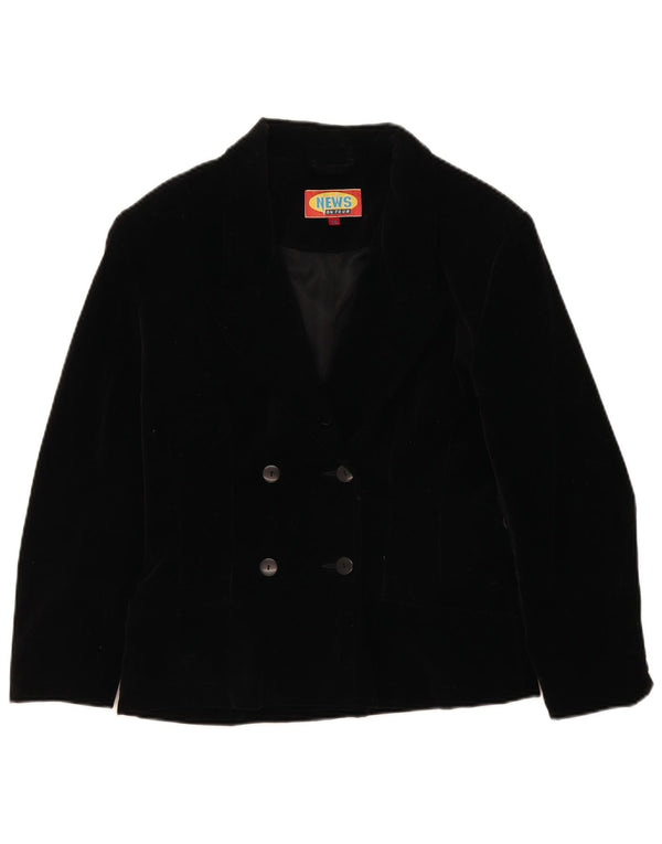 Vintage Damen übergroße zweireihige Blazerjacke EU 36 Small Schwarz