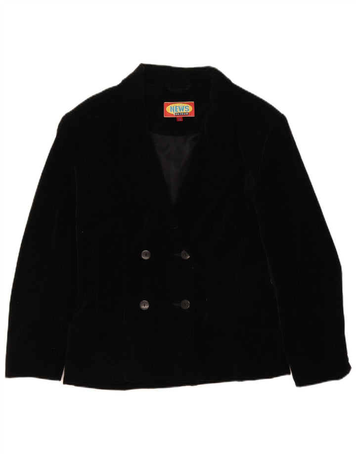 Vintage Damen übergroße zweireihige Blazerjacke EU 36 Small Schwarz